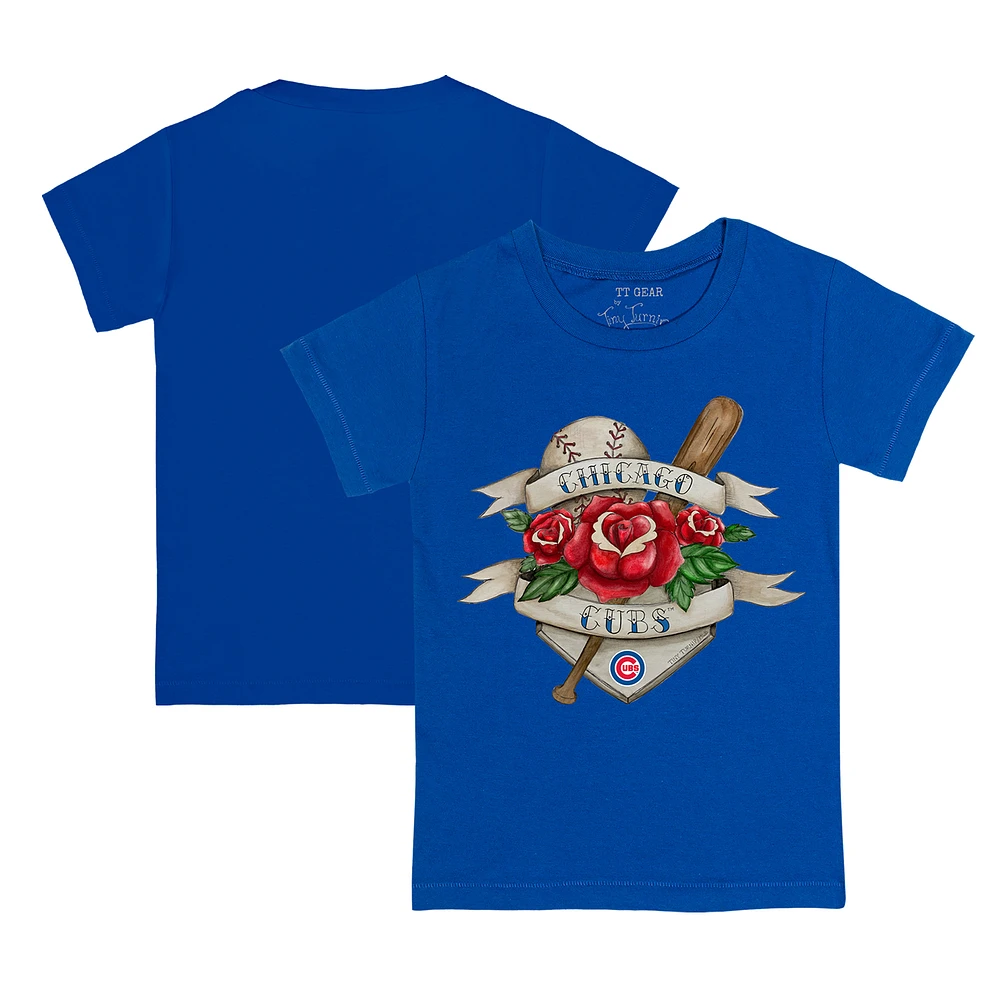 Toddler Tiny Turnip Royal Chicago Cubs Tattoo Rose T-Shirt