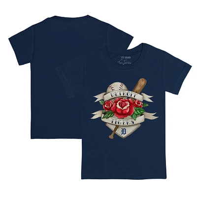 Toddler Tiny Turnip Navy Detroit Tigers Tattoo Rose T-Shirt