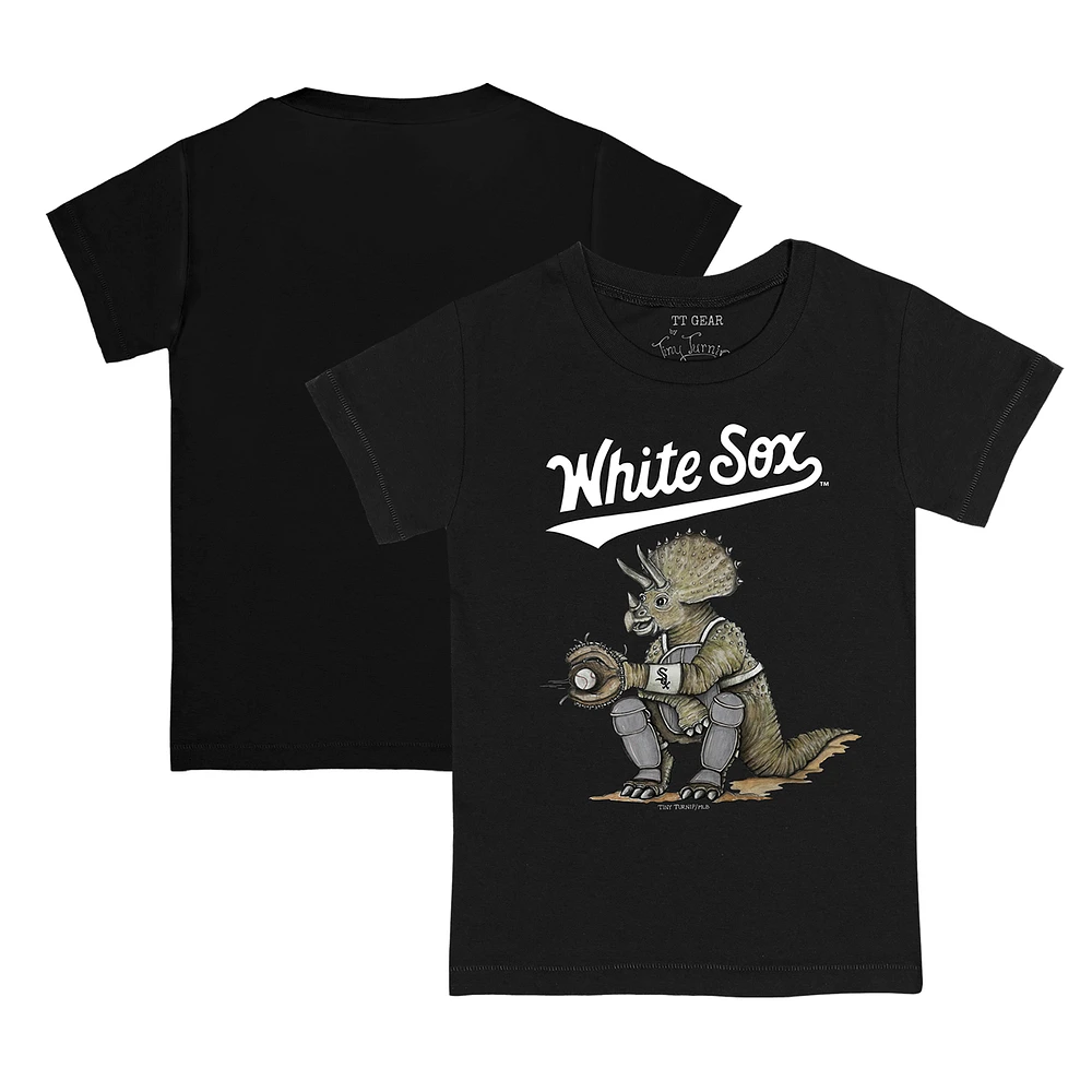 Toddler Tiny Turnip Black Chicago White Sox Triceratops T-Shirt
