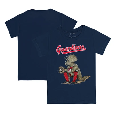 Toddler Tiny Turnip Navy Cleveland Guardians Triceratops T-Shirt