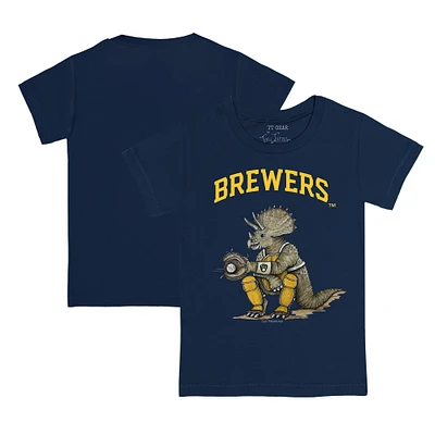Toddler Tiny Turnip Navy Milwaukee Brewers Triceratops T-Shirt