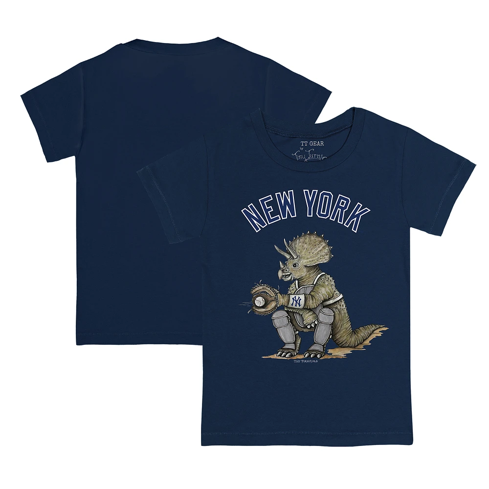Toddler Tiny Turnip Navy New York Yankees Triceratops T-Shirt