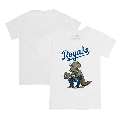 Toddler Tiny Turnip White Kansas City Royals Triceratops T-Shirt