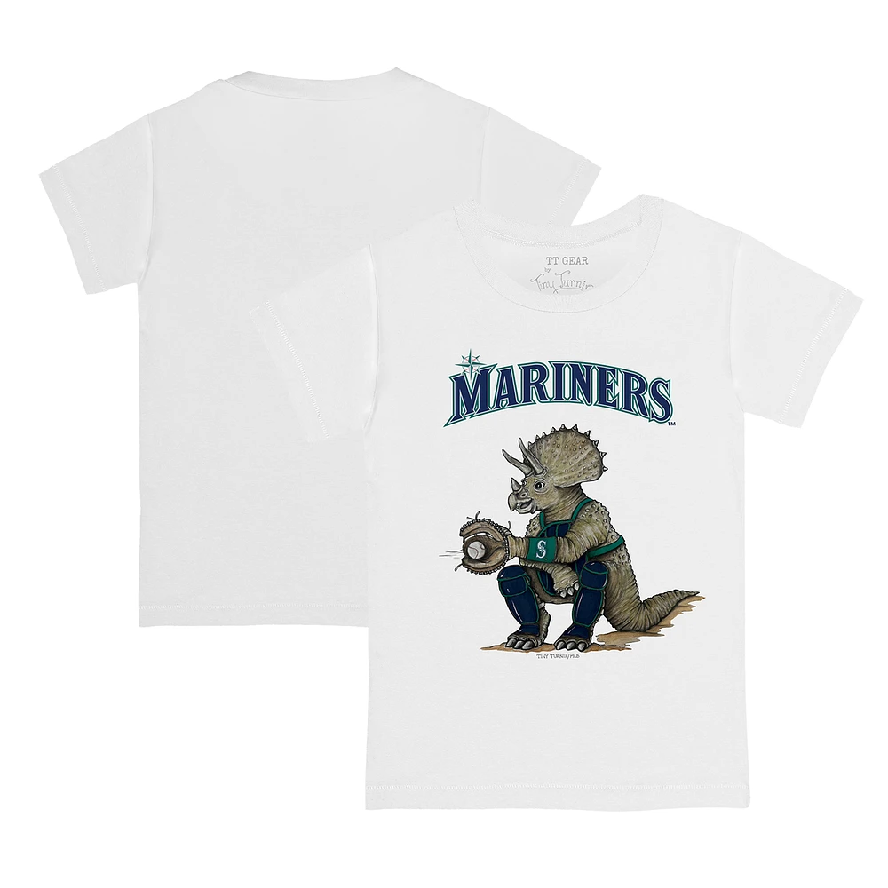 Toddler Tiny Turnip White Seattle Mariners Triceratops T-Shirt