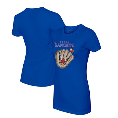 Women's Tiny Turnip Royal Texas Rangers Butterfly Glove T-Shirt
