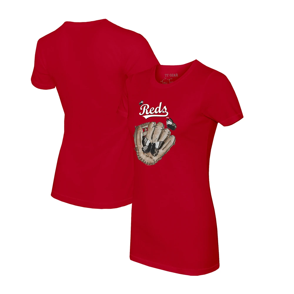 Women's Tiny Turnip Red Cincinnati Reds Butterfly Glove T-Shirt