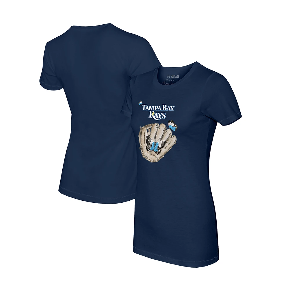 Women's Tiny Turnip Navy Tampa Bay Rays Butterfly Glove T-Shirt
