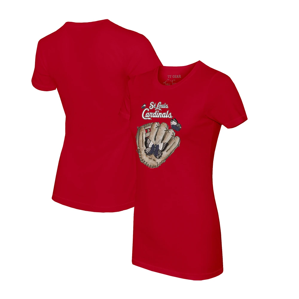 Women's Tiny Turnip Red St. Louis Cardinals Butterfly Glove T-Shirt