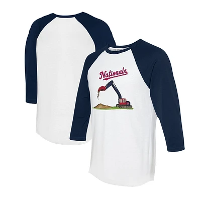 Unisex Tiny Turnip White/Navy Washington Nationals Excavator 3/4-Sleeve Raglan T-Shirt