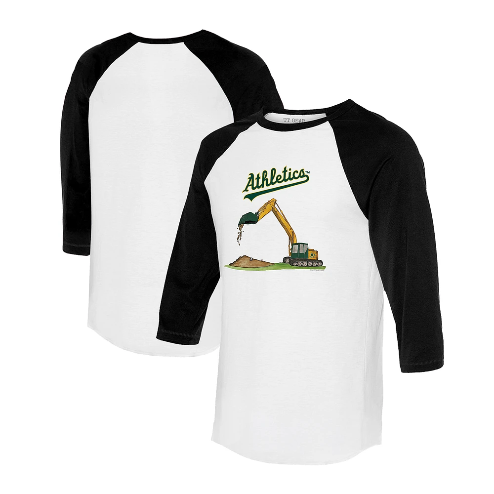 Unisex Tiny Turnip White/Black Athletics Excavator 3/4-Sleeve Raglan T-Shirt