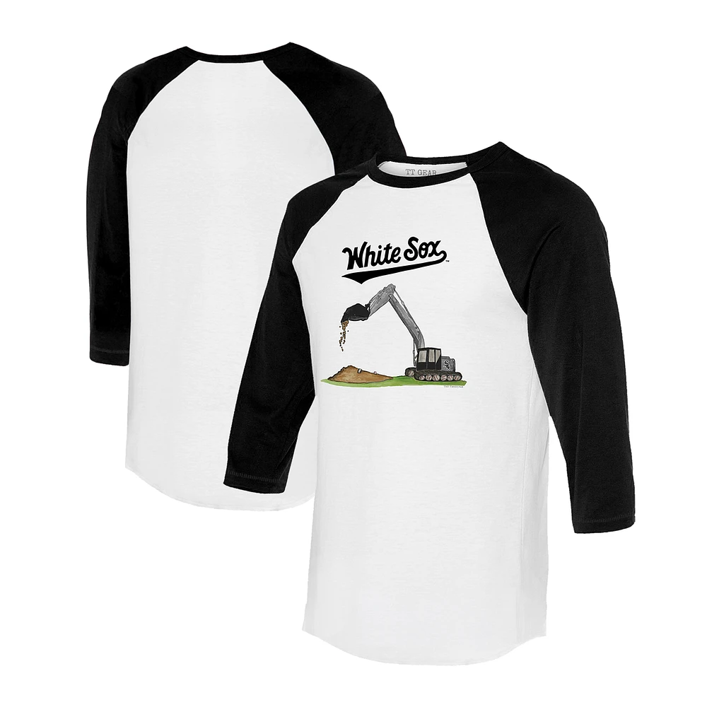 Unisex Tiny Turnip White/Black Chicago White Sox Excavator 3/4-Sleeve Raglan T-Shirt