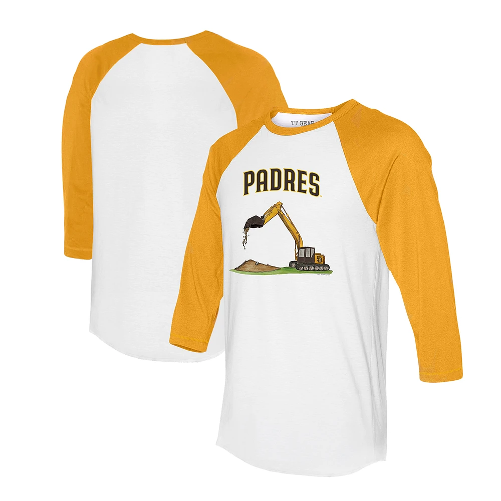 Unisex Tiny Turnip White/Gold San Diego Padres Excavator 3/4-Sleeve Raglan T-Shirt