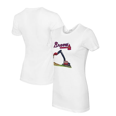 Women's Tiny Turnip White Atlanta Braves Excavator T-Shirt