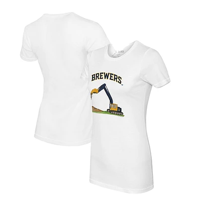 Women's Tiny Turnip White Milwaukee Brewers Excavator T-Shirt