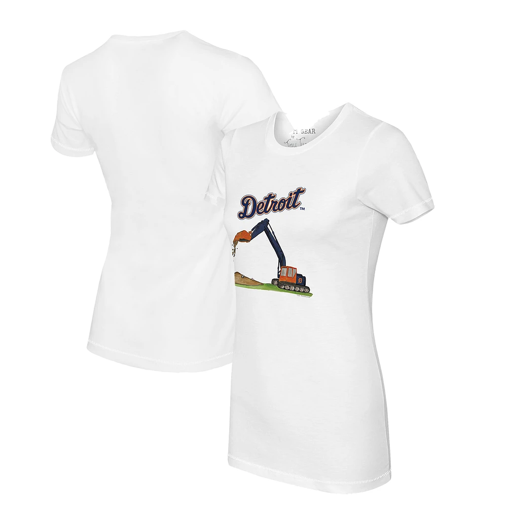 Women's Tiny Turnip White Detroit Tigers Excavator T-Shirt