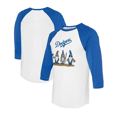 Unisex Tiny Turnip White/Royal Los Angeles Dodgers Gnomes 3/4-Sleeve Raglan T-Shirt