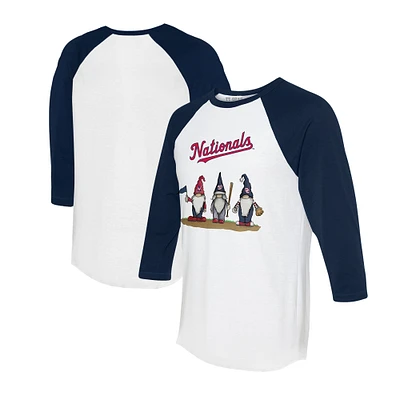 Unisex Tiny Turnip White/Navy Washington Nationals Gnomes 3/4-Sleeve Raglan T-Shirt