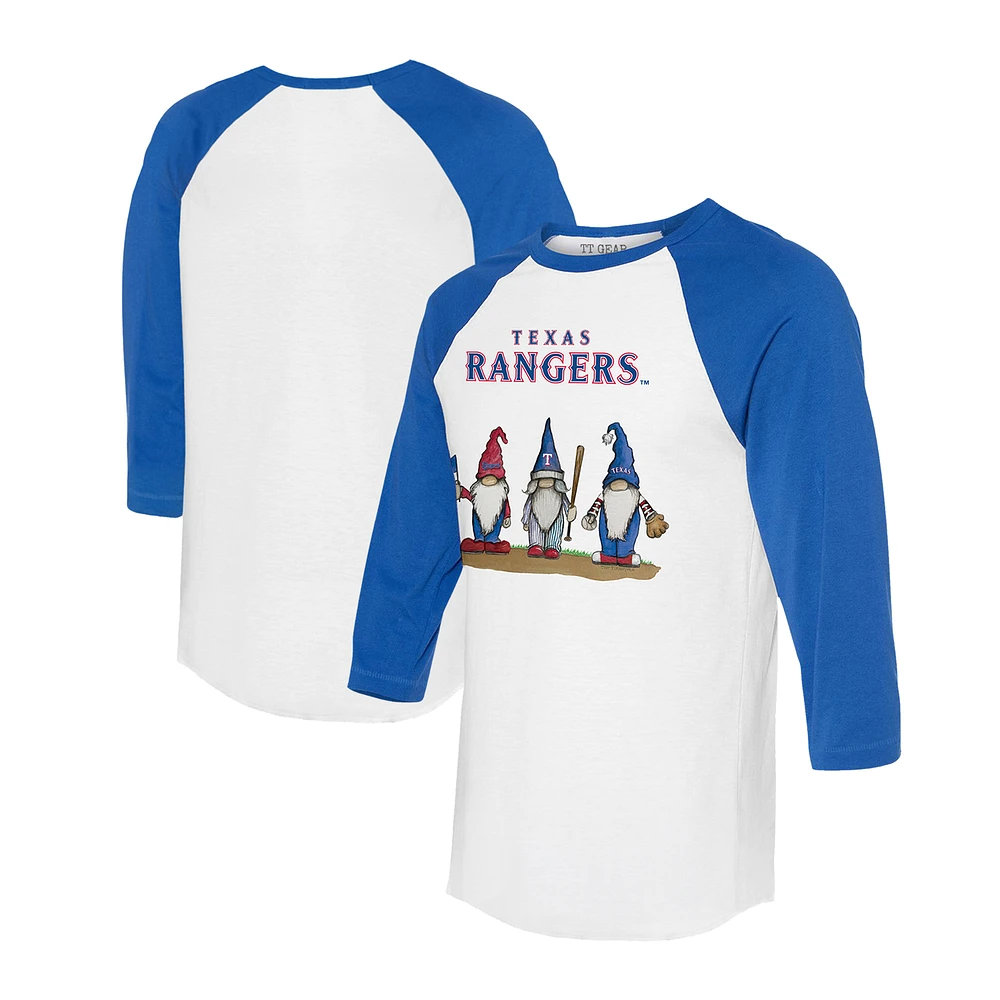 Unisex Tiny Turnip White/Royal Texas Rangers Gnomes 3/4-Sleeve Raglan T-Shirt