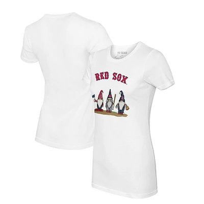 Women's Tiny Turnip White Boston Red Sox Gnomes T-Shirt