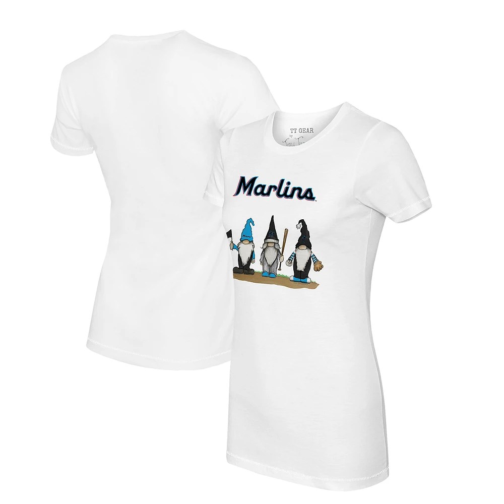 Women's Tiny Turnip White Miami Marlins Gnomes T-Shirt