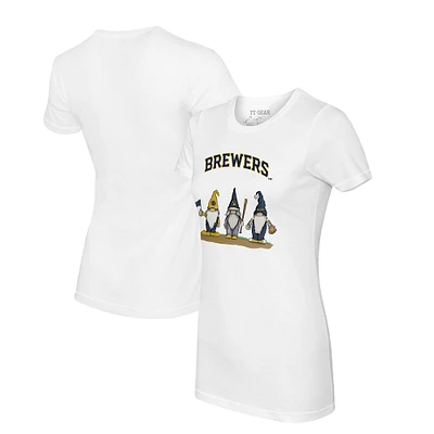 Women's Tiny Turnip White Milwaukee Brewers Gnomes T-Shirt