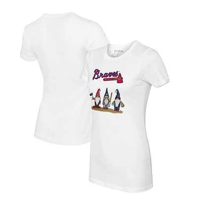 Women's Tiny Turnip White Atlanta Braves Gnomes T-Shirt