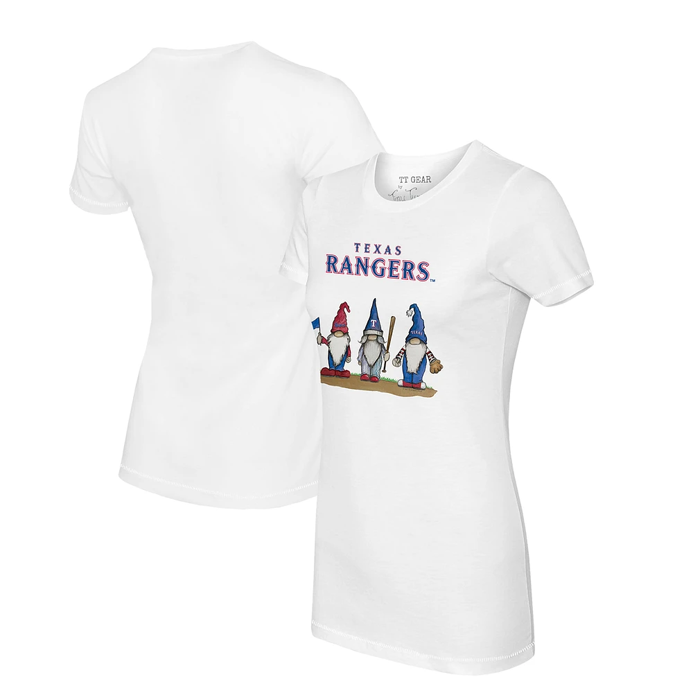 Women's Tiny Turnip White Texas Rangers Gnomes T-Shirt