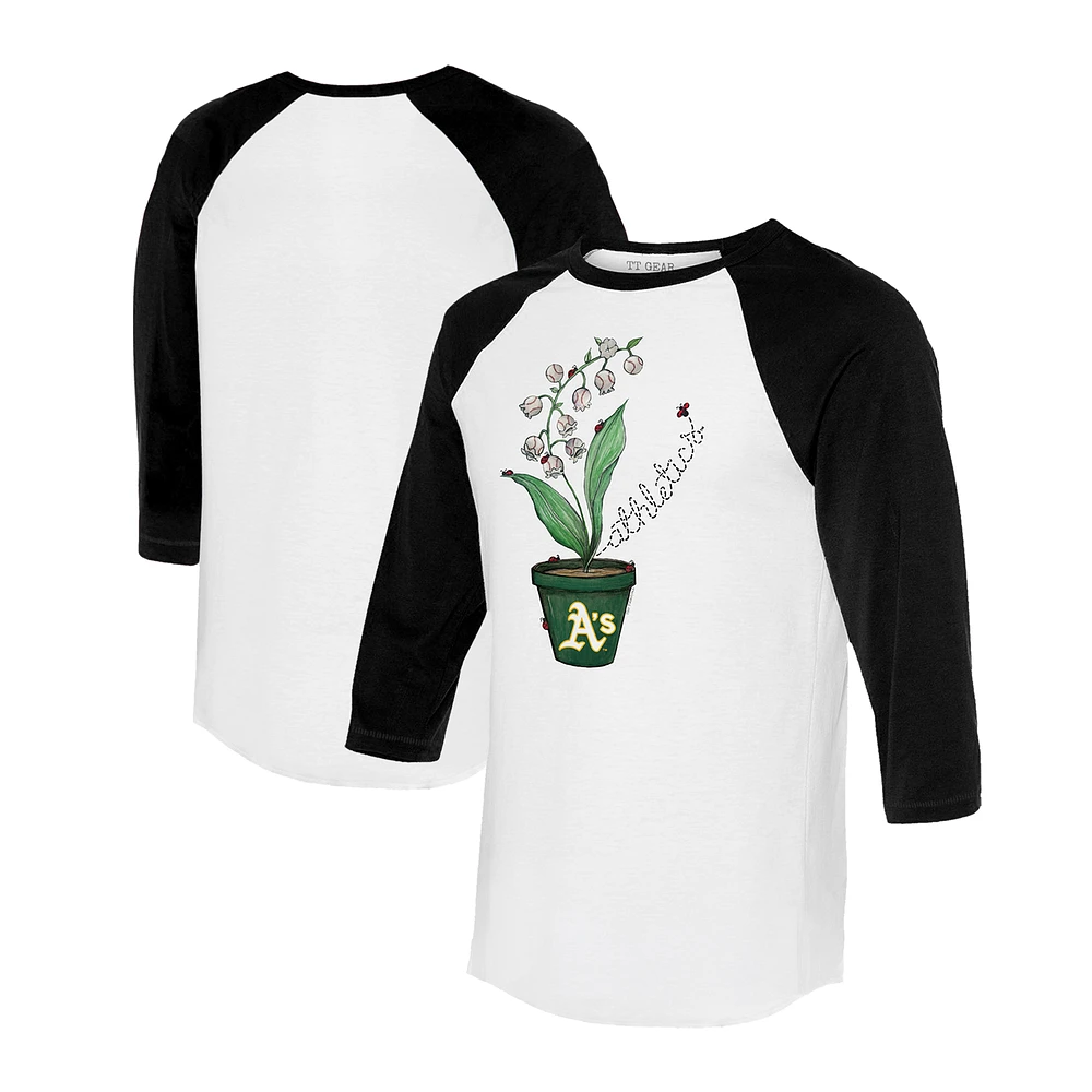 Unisex Tiny Turnip White/Black Athletics Lilies & Ladybugs 3/4-Sleeve Raglan T-Shirt