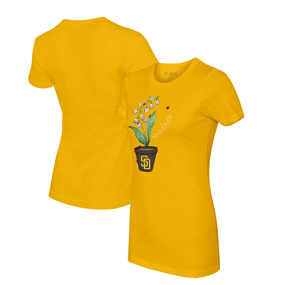 Women's Tiny Turnip Gold San Diego Padres Lilies & Ladybugs T-Shirt