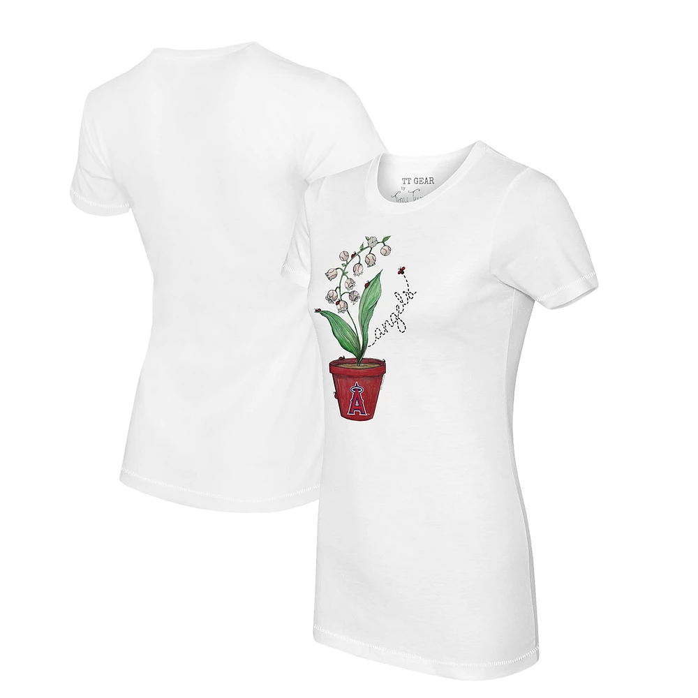 Women's Tiny Turnip White Los Angeles Angels Lilies & Ladybugs T-Shirt