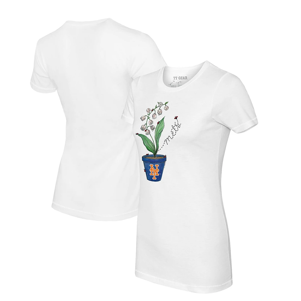 Women's Tiny Turnip White New York Mets Lilies & Ladybugs T-Shirt