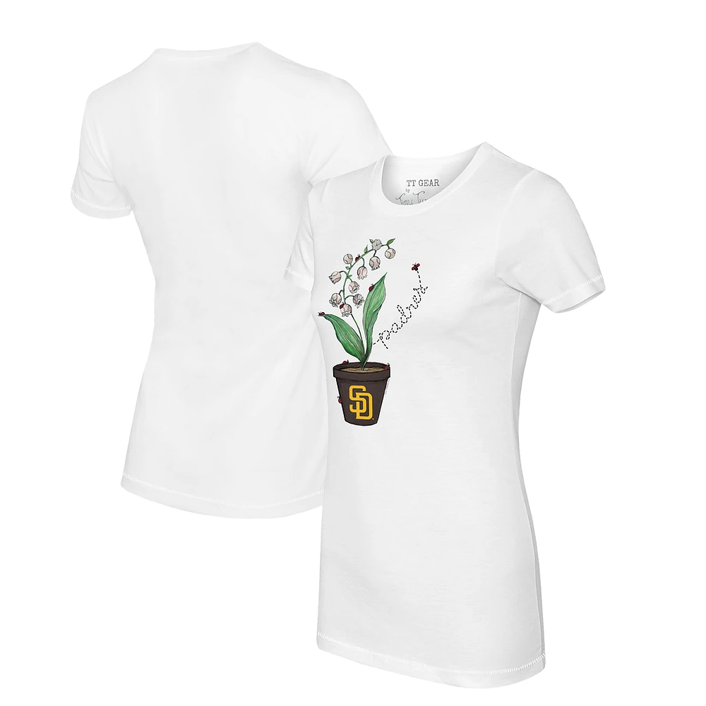 Women's Tiny Turnip White San Diego Padres Lilies & Ladybugs T-Shirt
