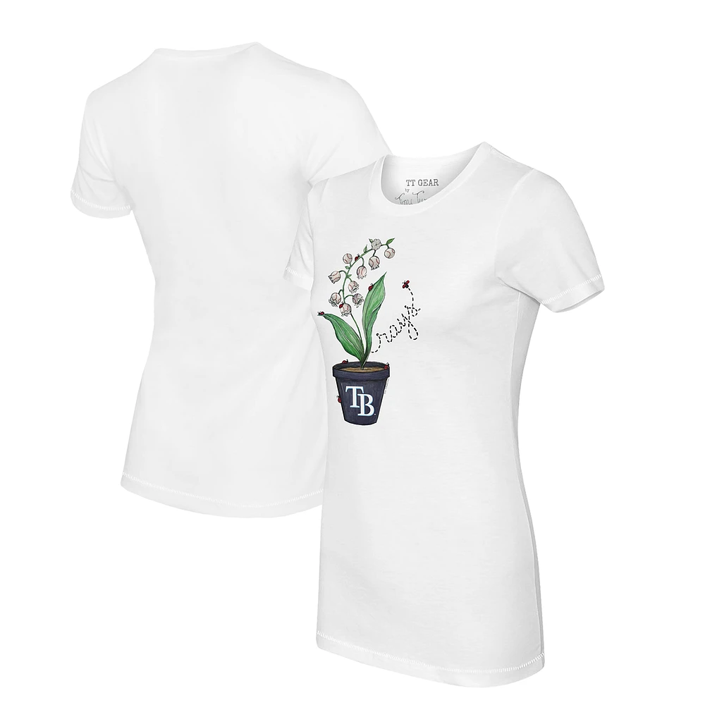 Women's Tiny Turnip White Tampa Bay Rays Lilies & Ladybugs T-Shirt