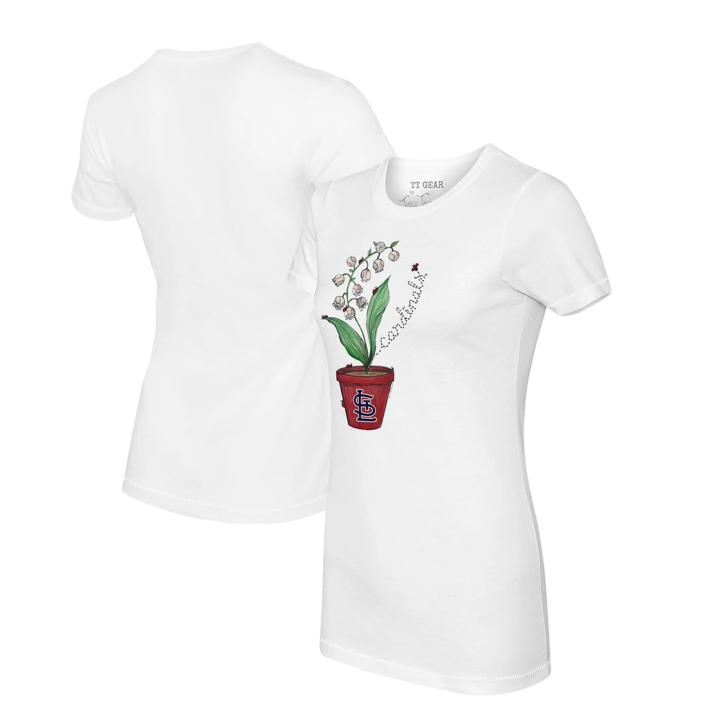 Women's Tiny Turnip White St. Louis Cardinals Lilies & Ladybugs T-Shirt