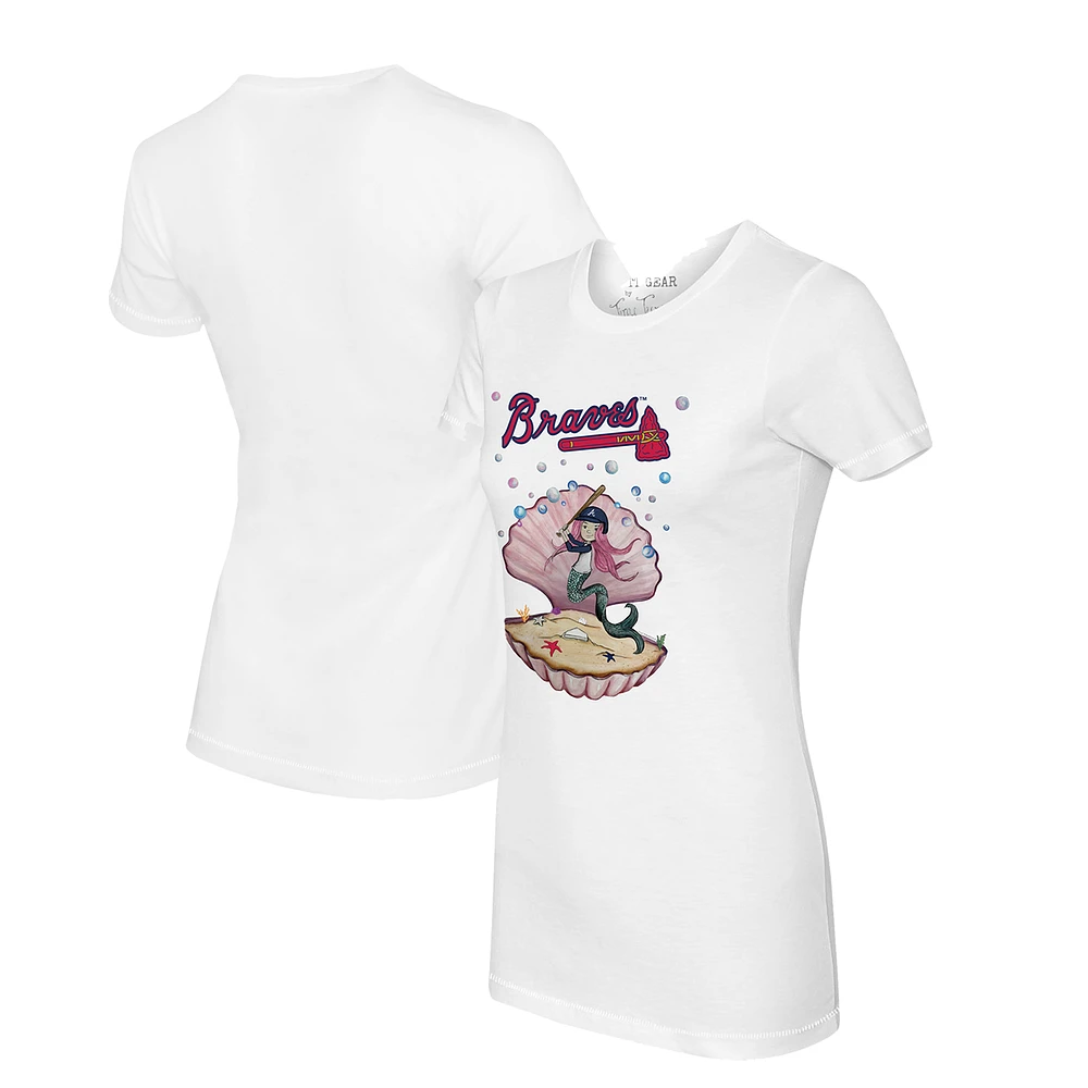 Women's Tiny Turnip White Atlanta Braves Mermaid T-Shirt