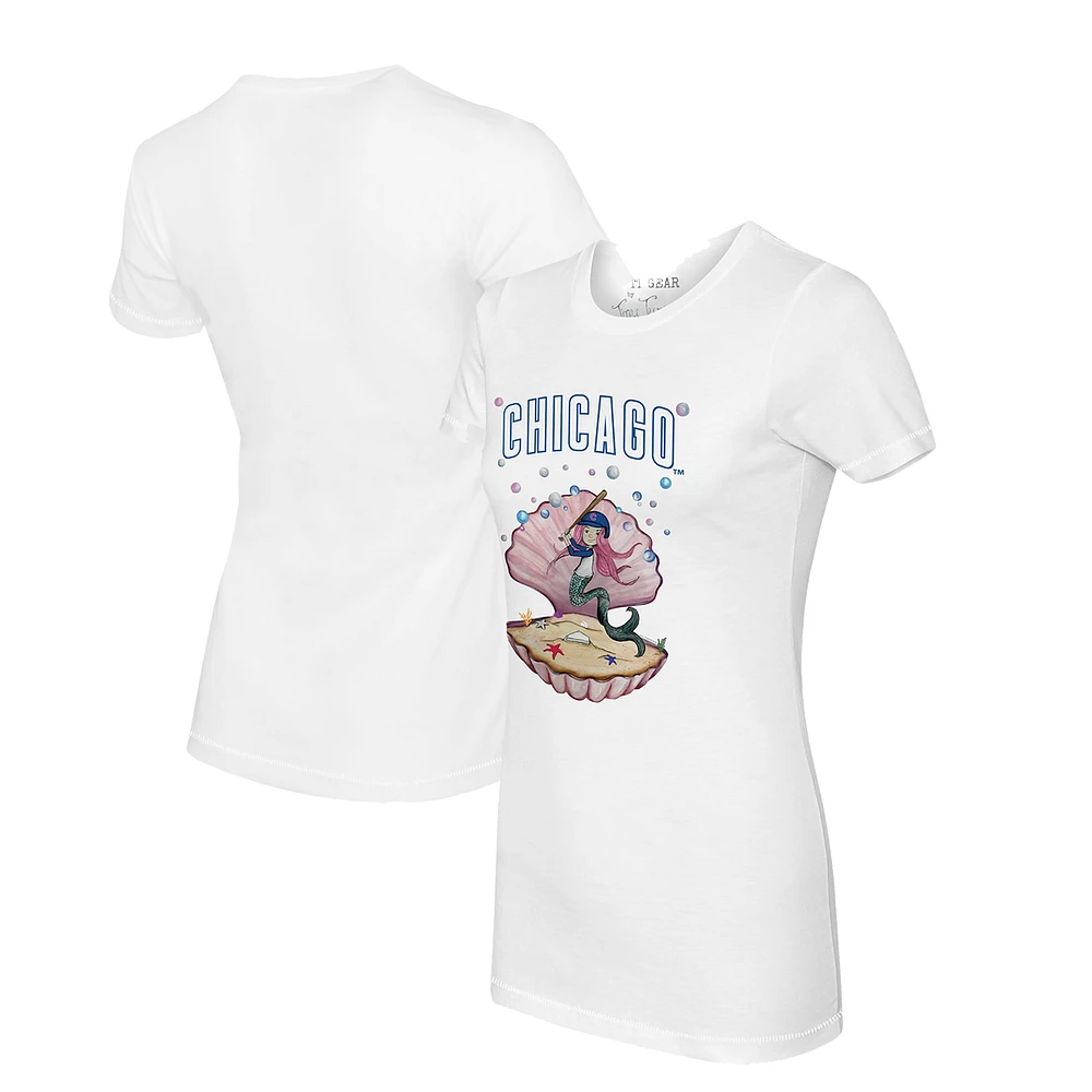 Women's Tiny Turnip White Chicago Cubs Mermaid T-Shirt