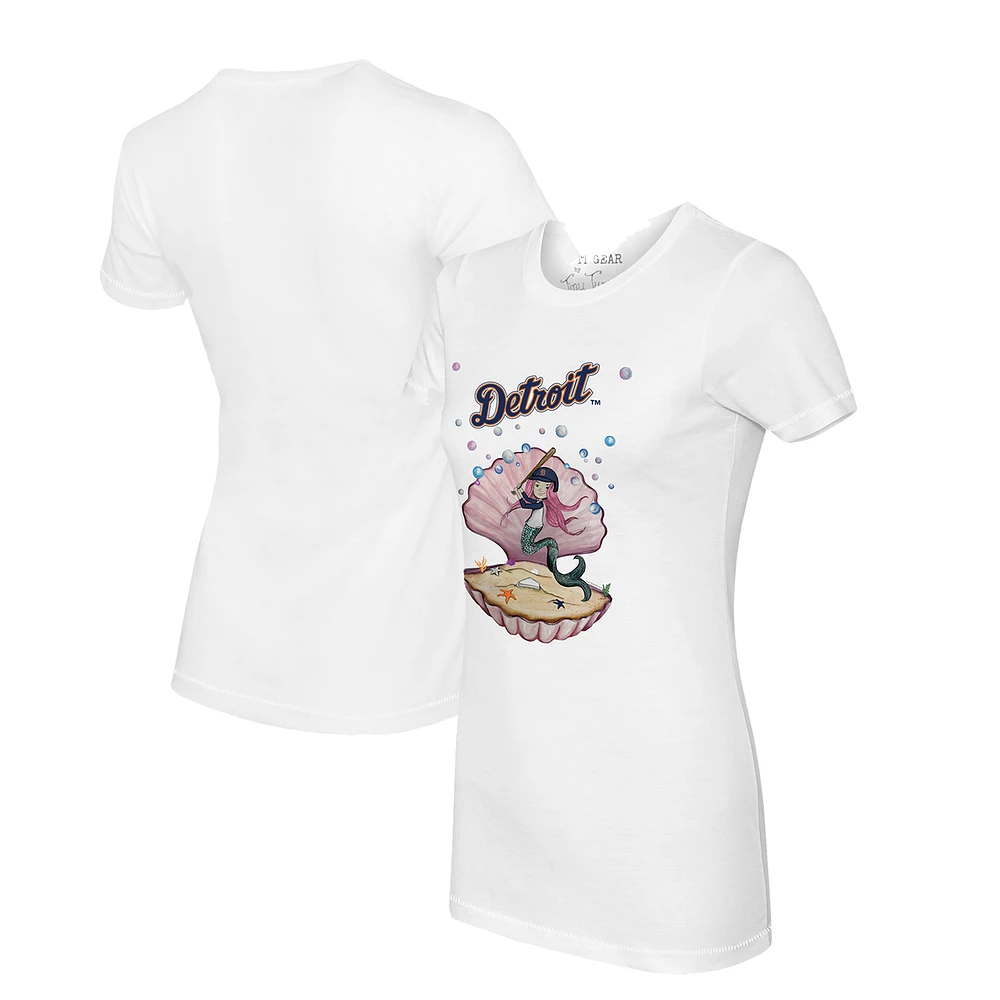 Women's Tiny Turnip White Detroit Tigers Mermaid T-Shirt