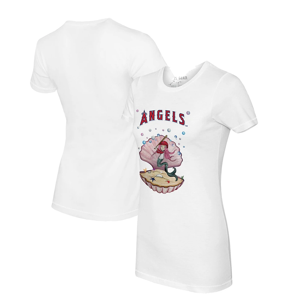 Women's Tiny Turnip White Los Angeles Angels Mermaid T-Shirt
