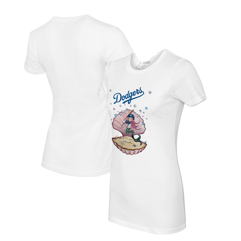 Women's Tiny Turnip White Los Angeles Dodgers Mermaid T-Shirt