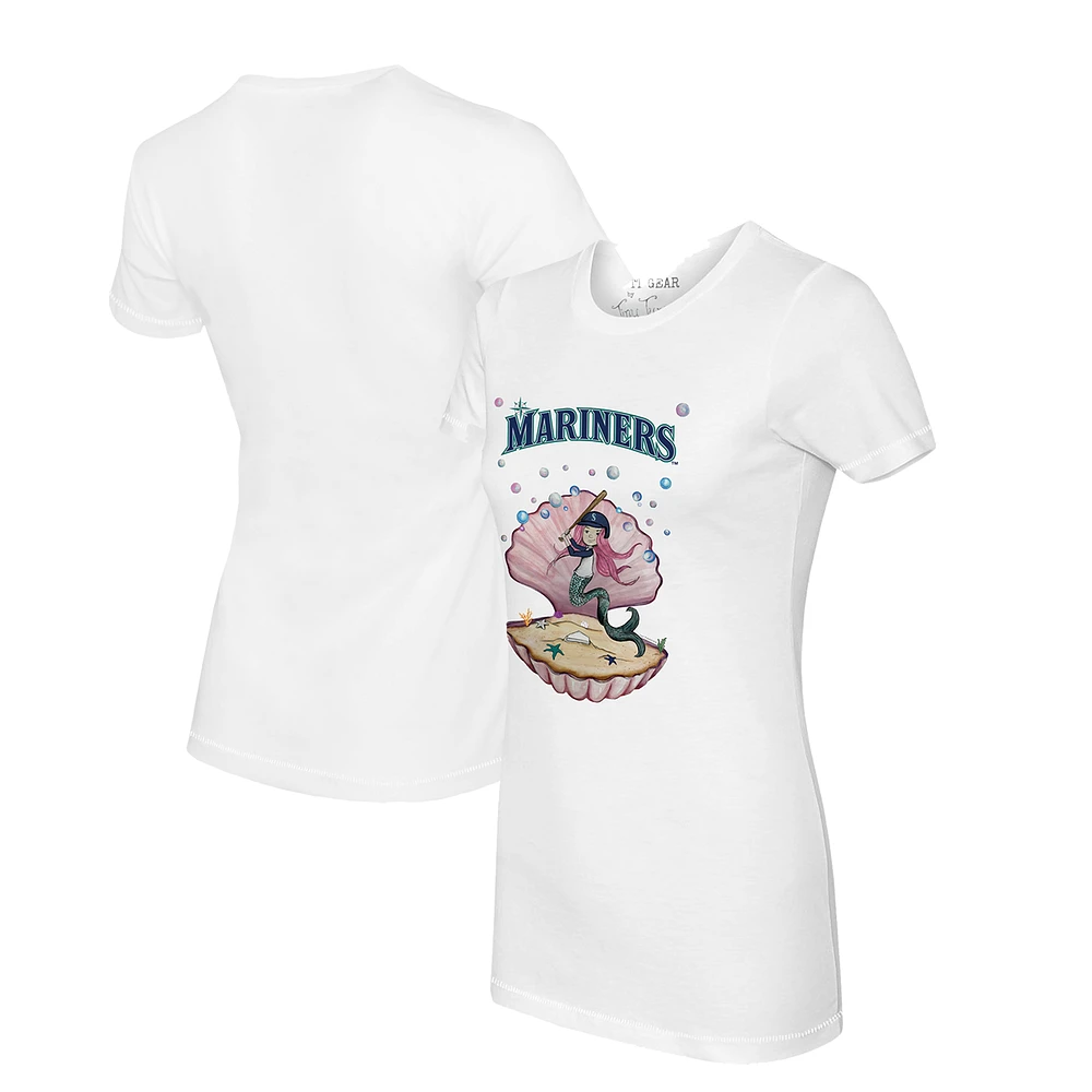 Women's Tiny Turnip White Seattle Mariners Mermaid T-Shirt