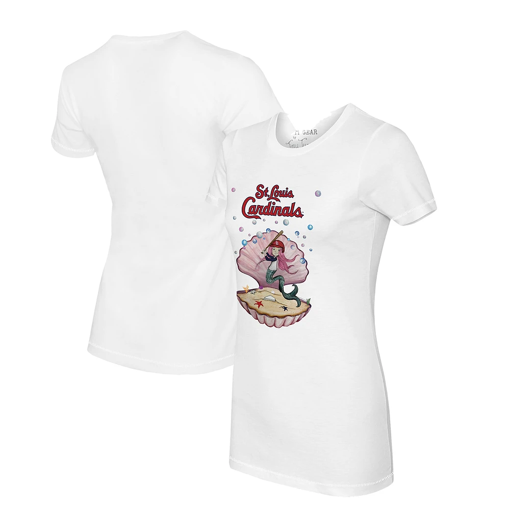 Women's Tiny Turnip White St. Louis Cardinals Mermaid T-Shirt