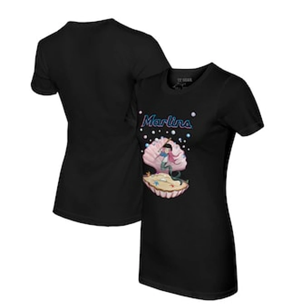 Women's Tiny Turnip Black Miami Marlins Mermaid T-Shirt