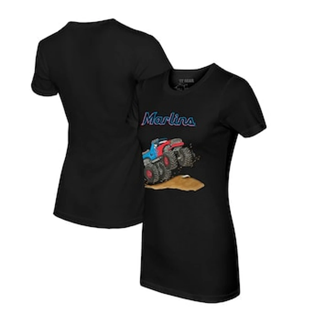 Women's Tiny Turnip Black Miami Marlins Monster Truck T-Shirt