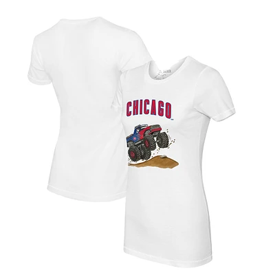 Women's Tiny Turnip White Chicago Cubs Monster Truck T-Shirt