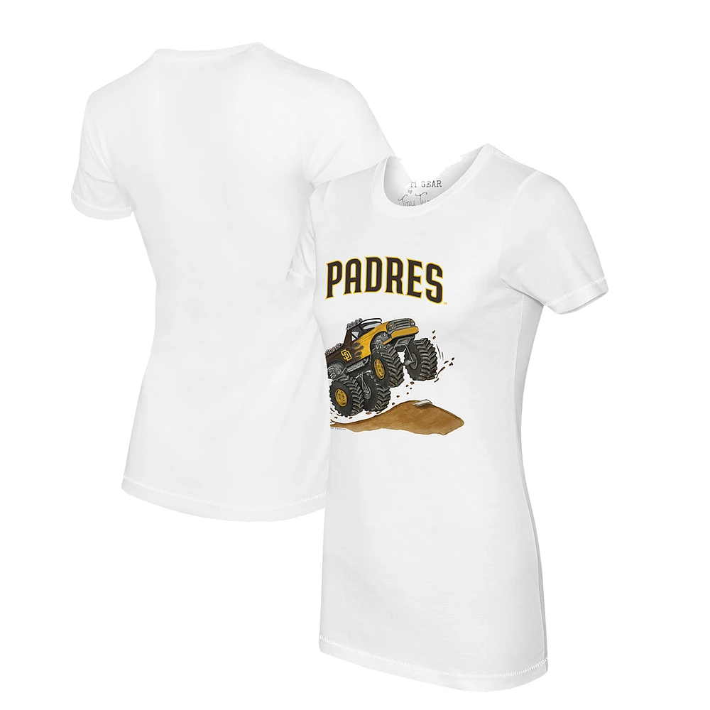 Women's Tiny Turnip White San Diego Padres Monster Truck T-Shirt