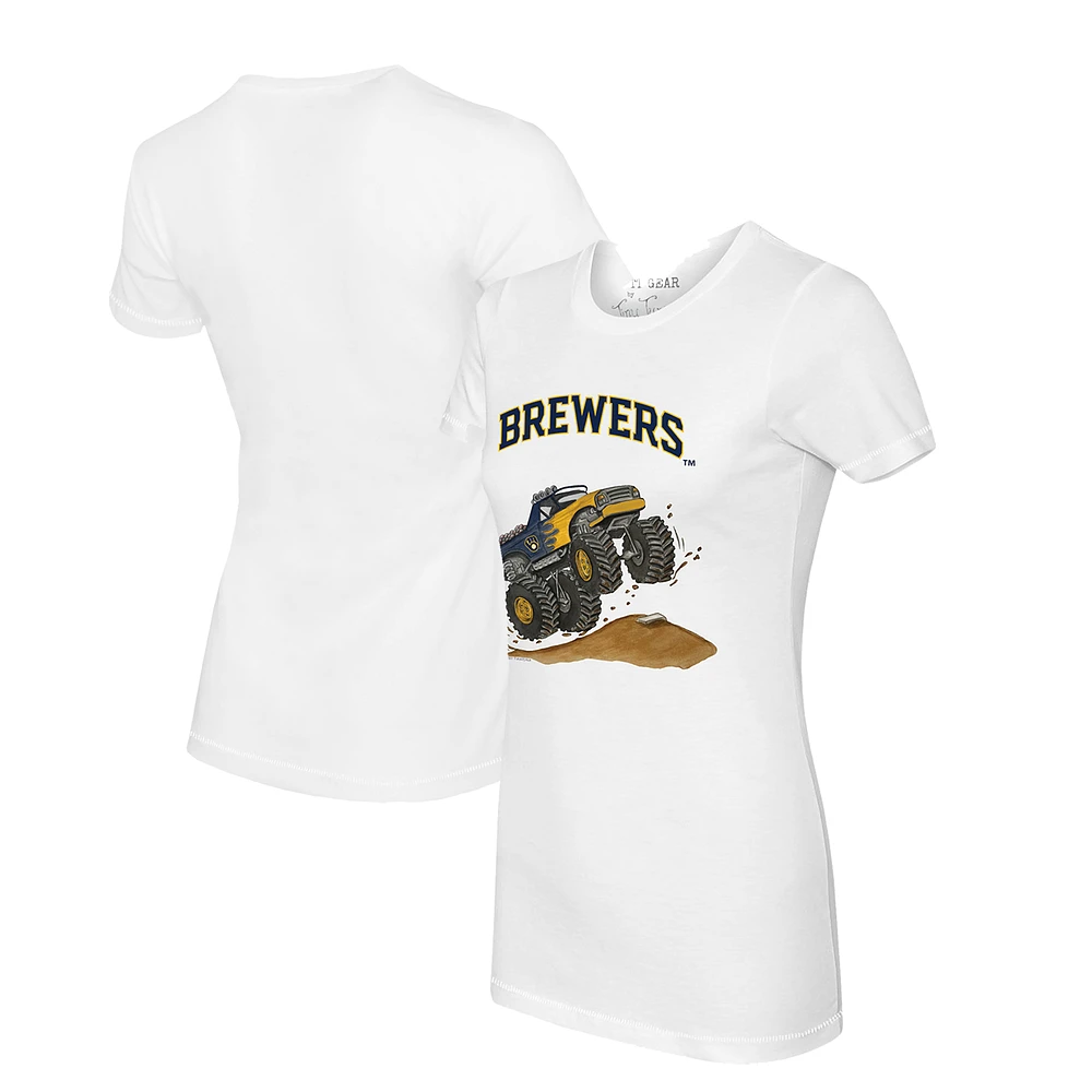 Women's Tiny Turnip White Milwaukee Brewers Monster Truck T-Shirt