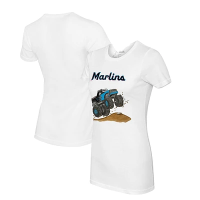 Women's Tiny Turnip White Miami Marlins Monster Truck T-Shirt
