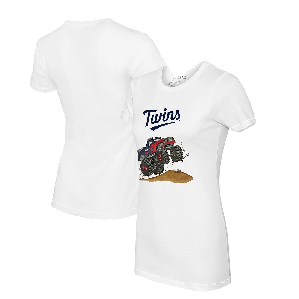 Women's Tiny Turnip White Minnesota Twins Monster Truck T-Shirt