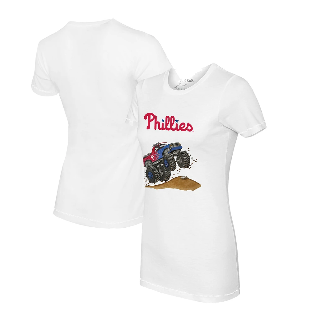 Women's Tiny Turnip White Philadelphia Phillies Monster Truck T-Shirt