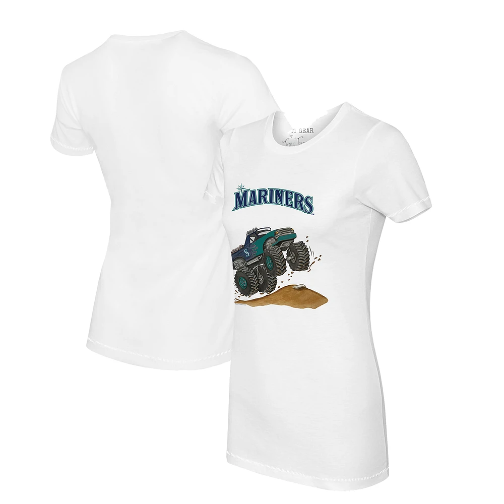 Women's Tiny Turnip White Seattle Mariners Monster Truck T-Shirt